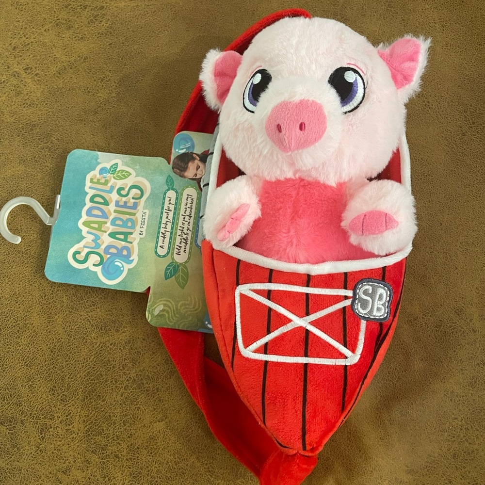 Fiesta Swaddle Babies Pink and Red Stuffed Pig